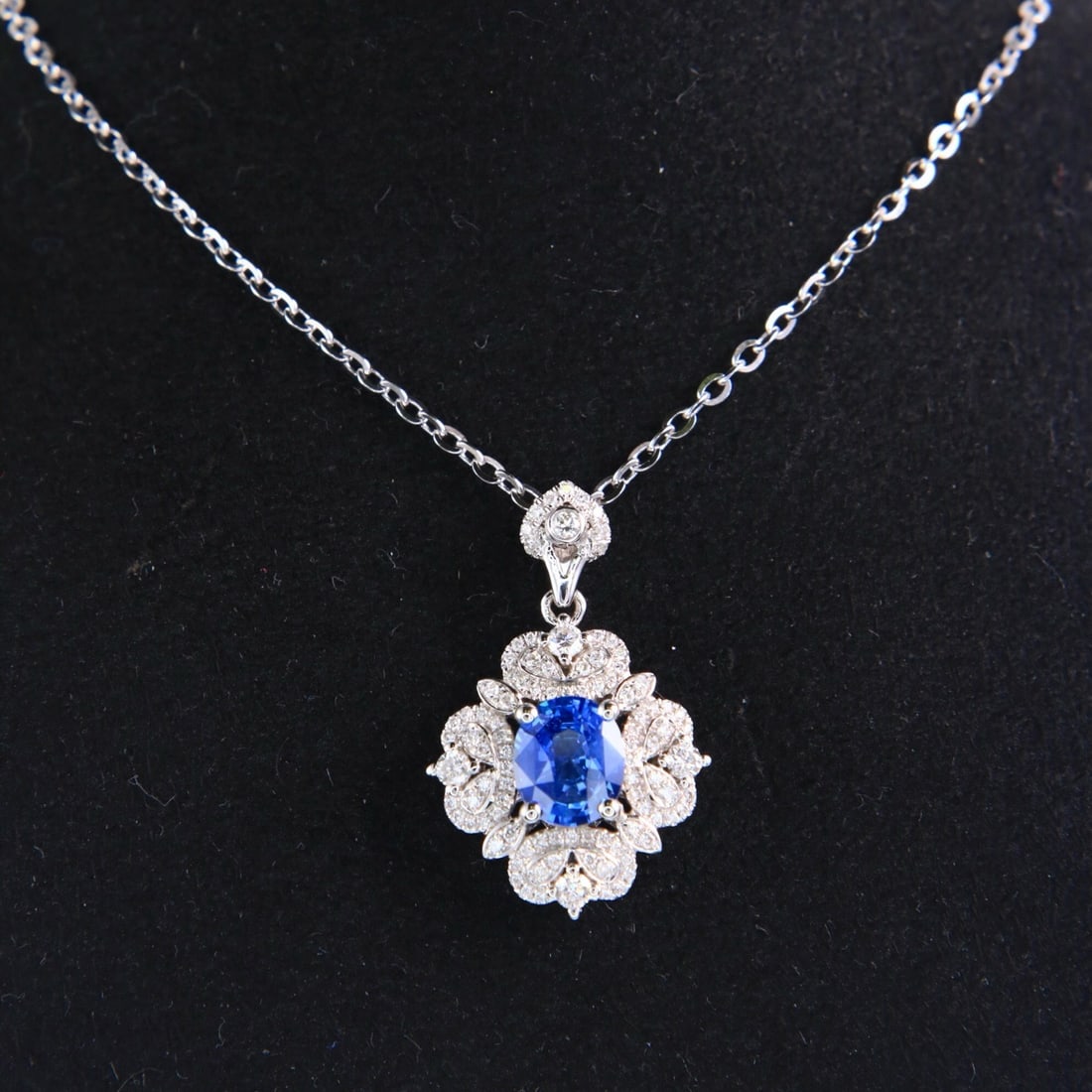 14k Gold 1.45 Ctw Natural Sapphire & Diamond Pendant( Without Chain ) - 7