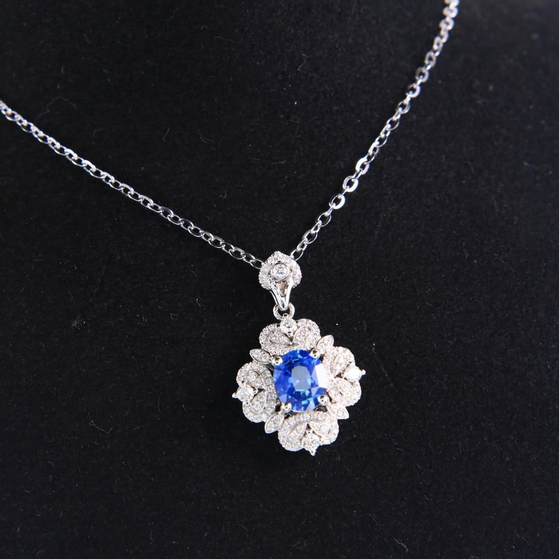 14k Gold 1.45 Ctw Natural Sapphire & Diamond Pendant( Without Chain ) - 8
