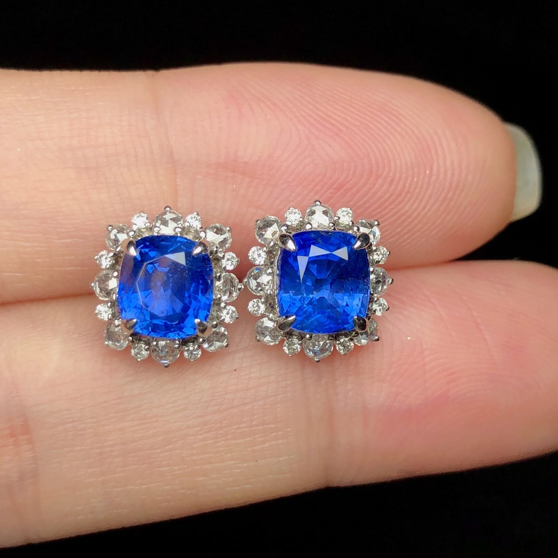 14k Gold 4.08 Ctw Natural Sapphire & Diamond Earrings (1 of 10)