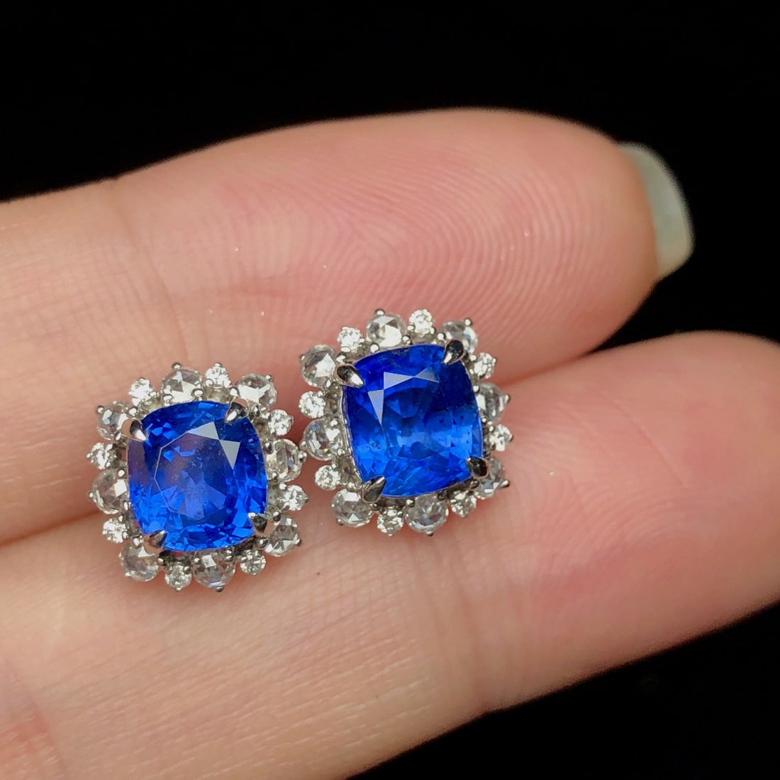 14k Gold 4.08 Ctw Natural Sapphire & Diamond Earrings - 2