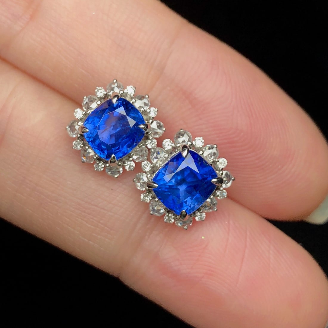 14k Gold 4.08 Ctw Natural Sapphire & Diamond Earrings - 3