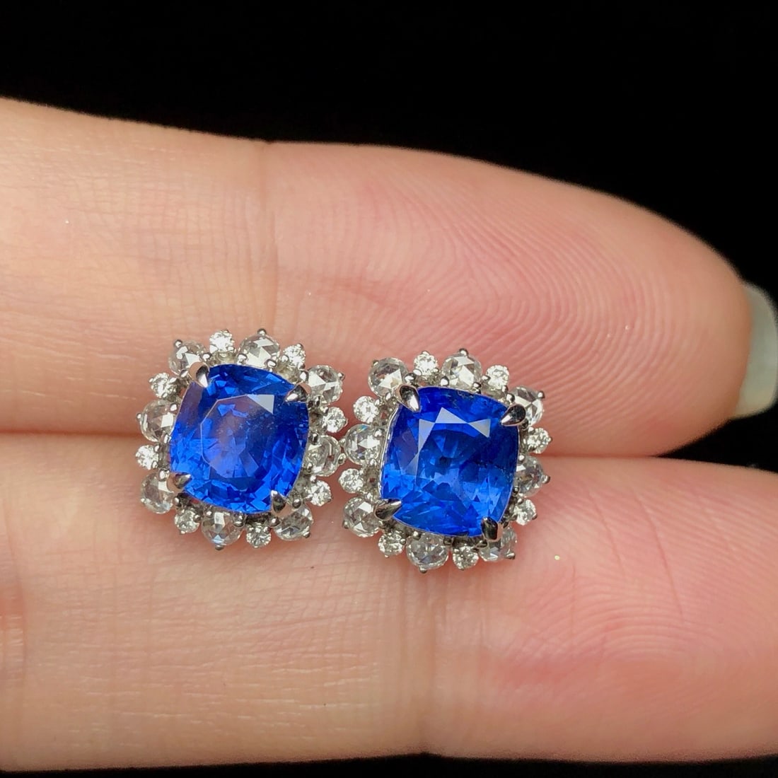14k Gold 4.08 Ctw Natural Sapphire & Diamond Earrings - 4