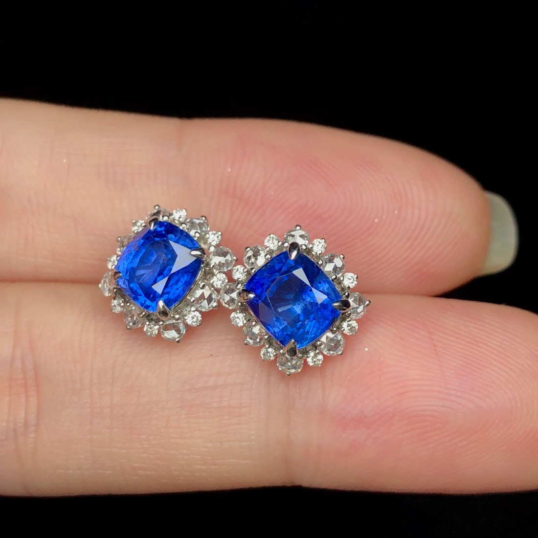 14k Gold 4.08 Ctw Natural Sapphire & Diamond Earrings - 5