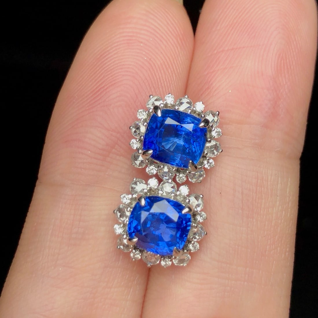 14k Gold 4.08 Ctw Natural Sapphire & Diamond Earrings - 6