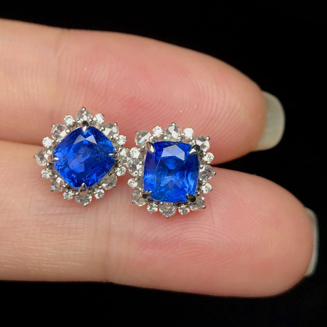 14k Gold 4.08 Ctw Natural Sapphire & Diamond Earrings - 7