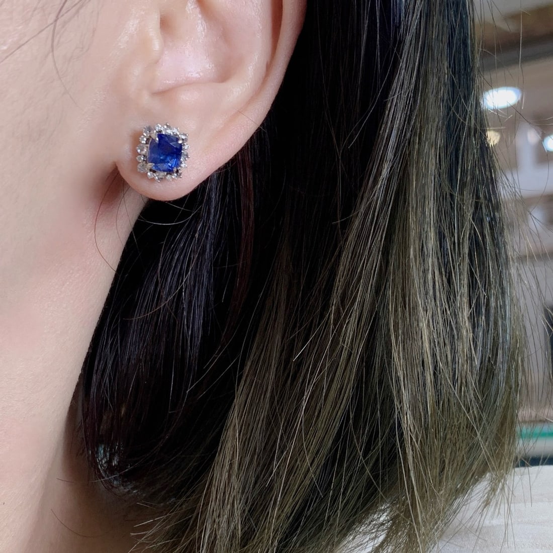 14k Gold 4.08 Ctw Natural Sapphire & Diamond Earrings - 8