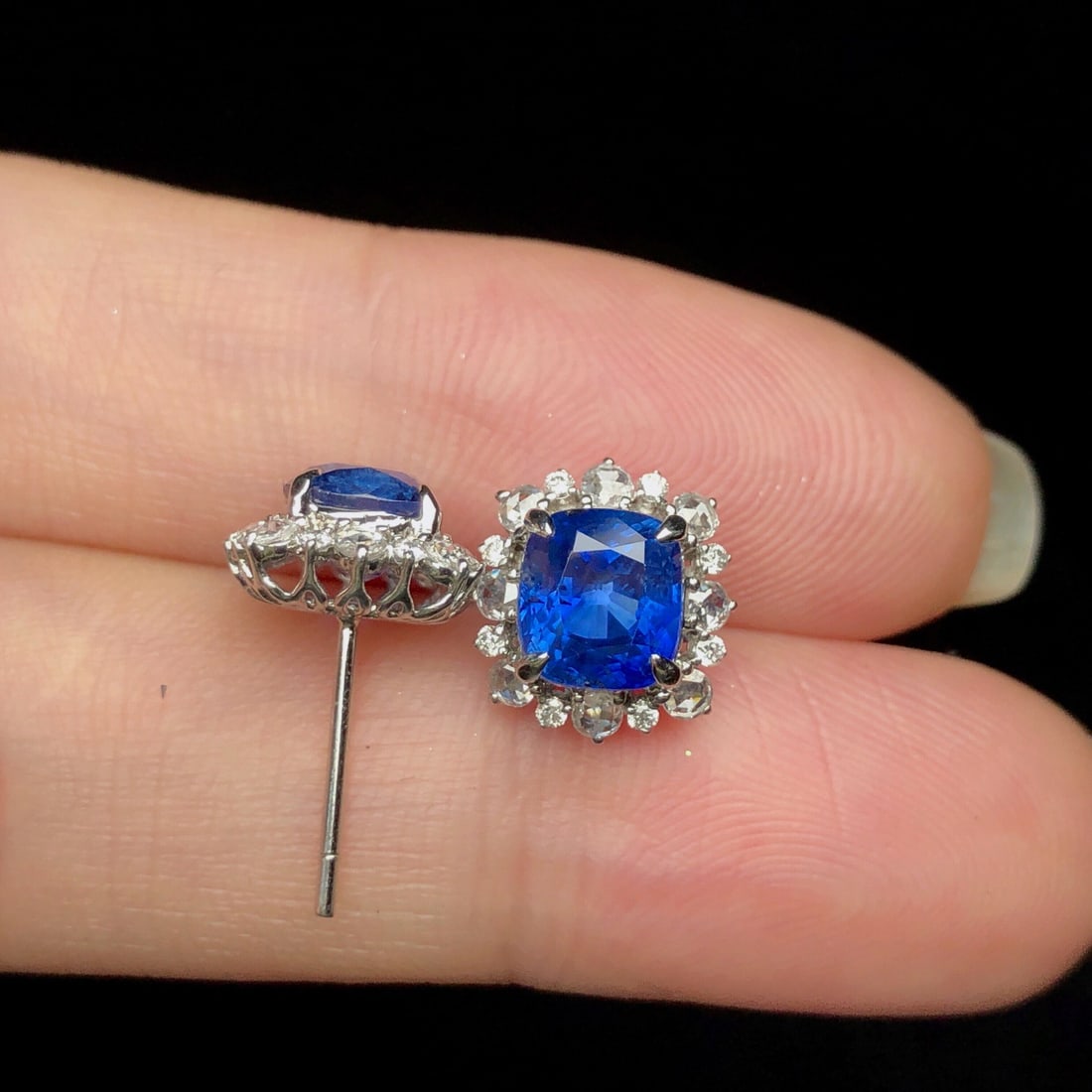 14k Gold 4.08 Ctw Natural Sapphire & Diamond Earrings - 9