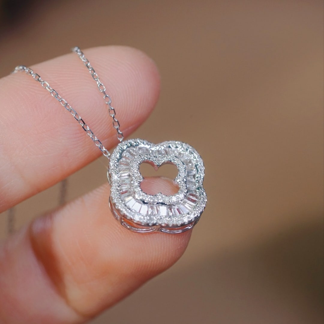 14k Gold 0.40 Ct Natural H Diamond Necklace - 3
