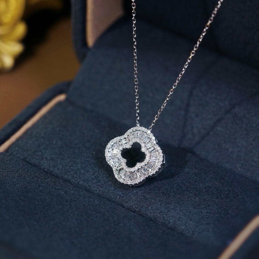14k Gold 0.40 Ct Natural H Diamond Necklace - 4