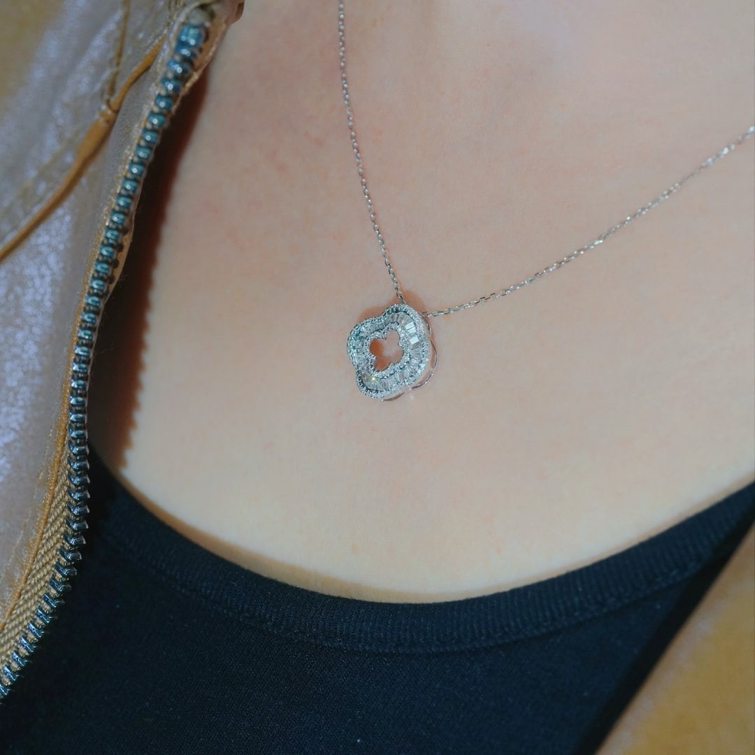 14k Gold 0.40 Ct Natural H Diamond Necklace - 7