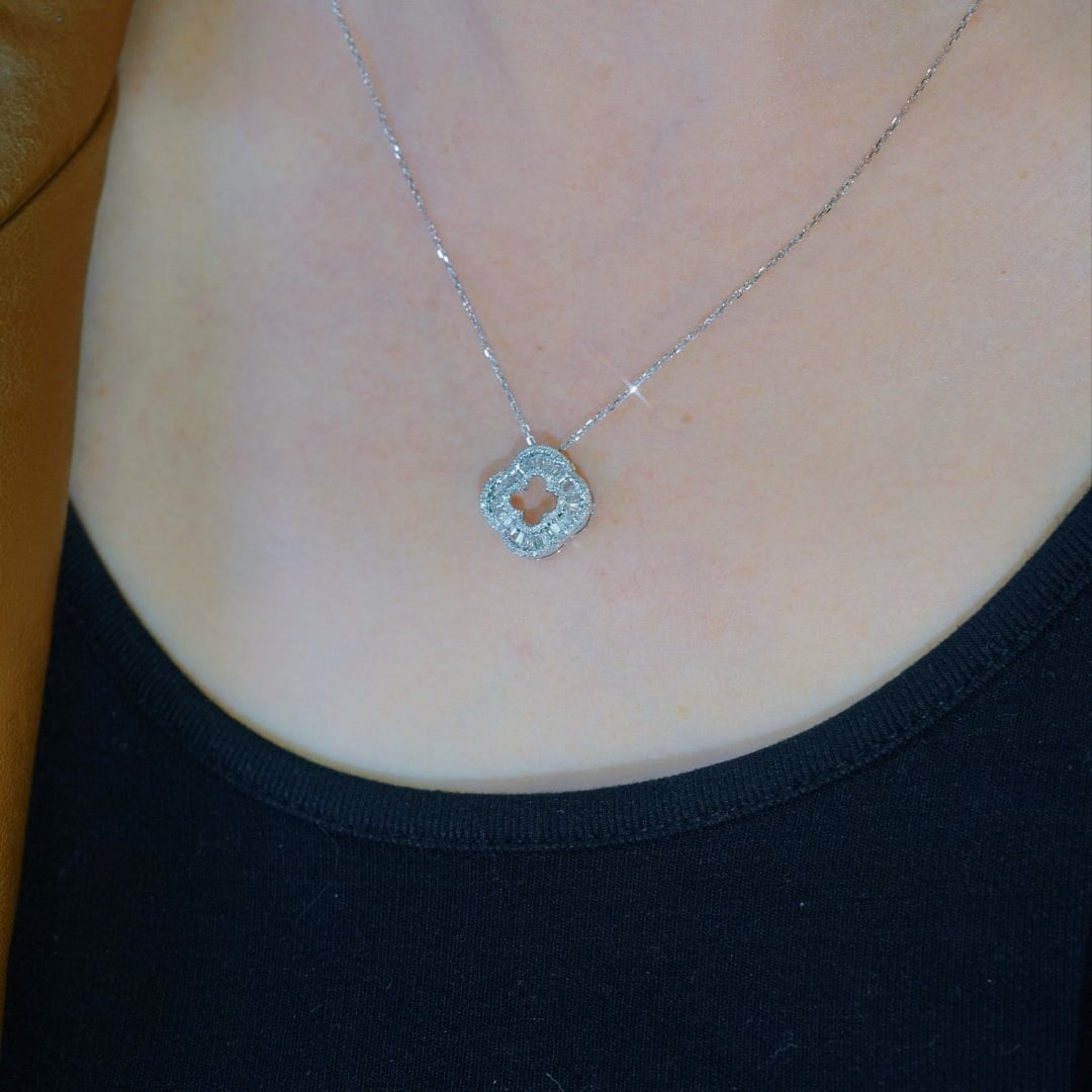 14k Gold 0.40 Ct Natural H Diamond Necklace - 8