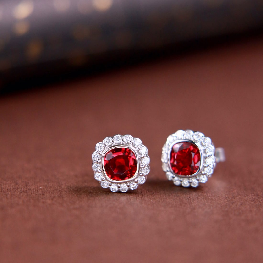 14k Gold 1.29 Ctw Natural Ruby & Diamond Earrings - 3