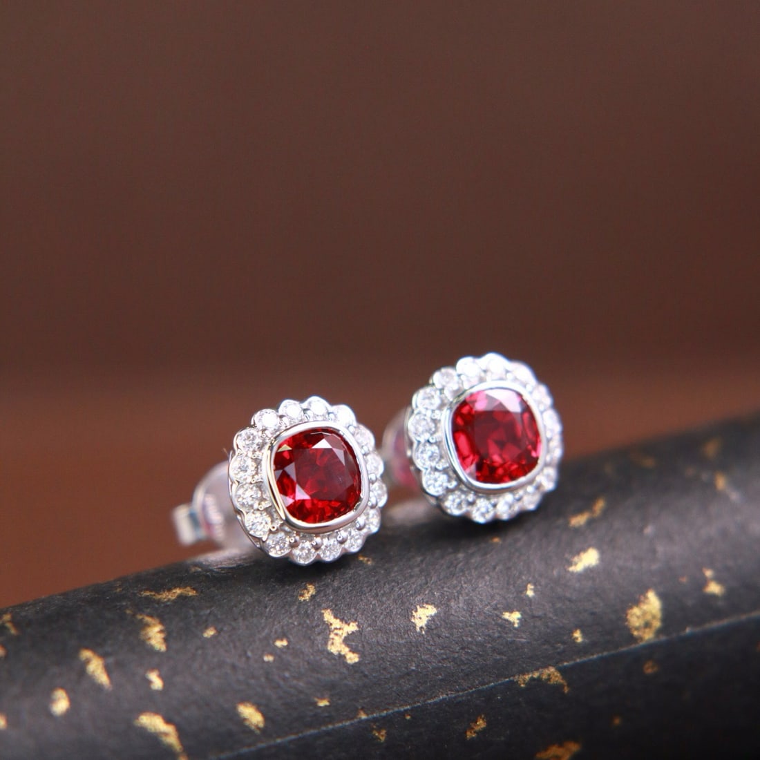 14k Gold 1.29 Ctw Natural Ruby & Diamond Earrings - 4