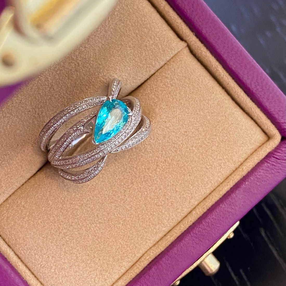 14k Gold 1.53 Ctw Natural Paraiba Tourmaline & Diamond Ring - 2