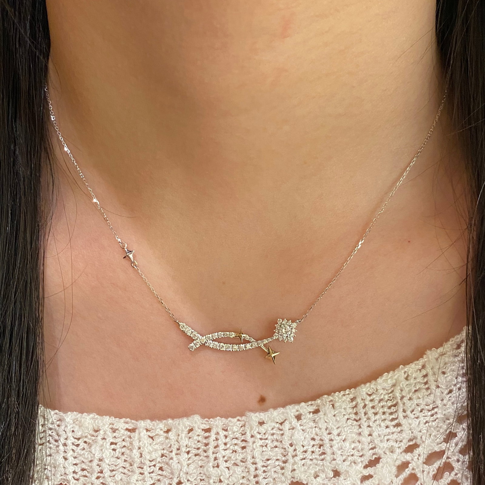 14k Gold 0.65 Ct Natural H Diamond Necklace - 3