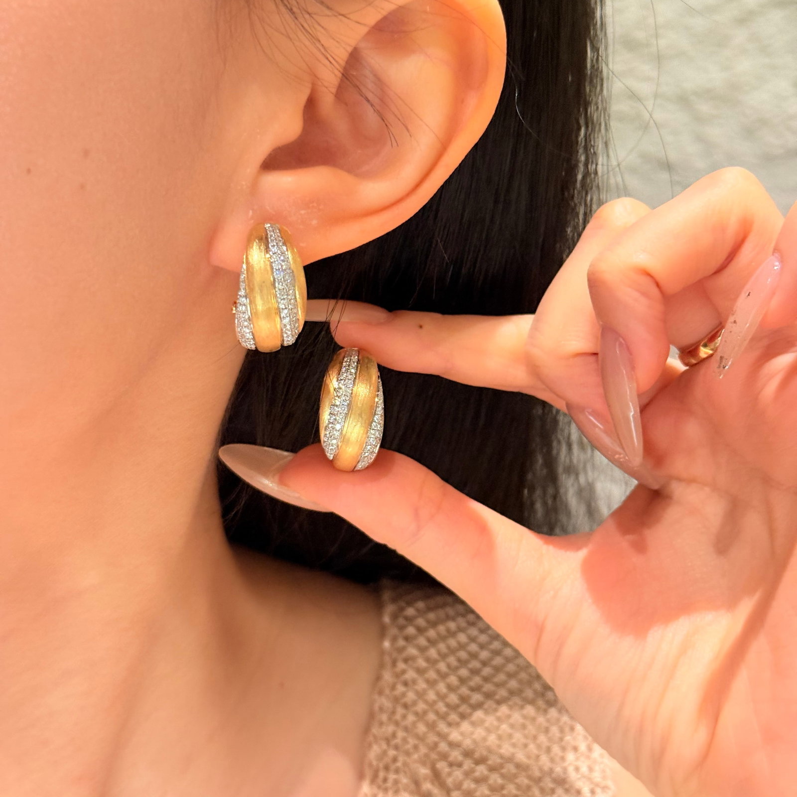 14k Gold 1 Ct Natural H Diamond Earrings - 2