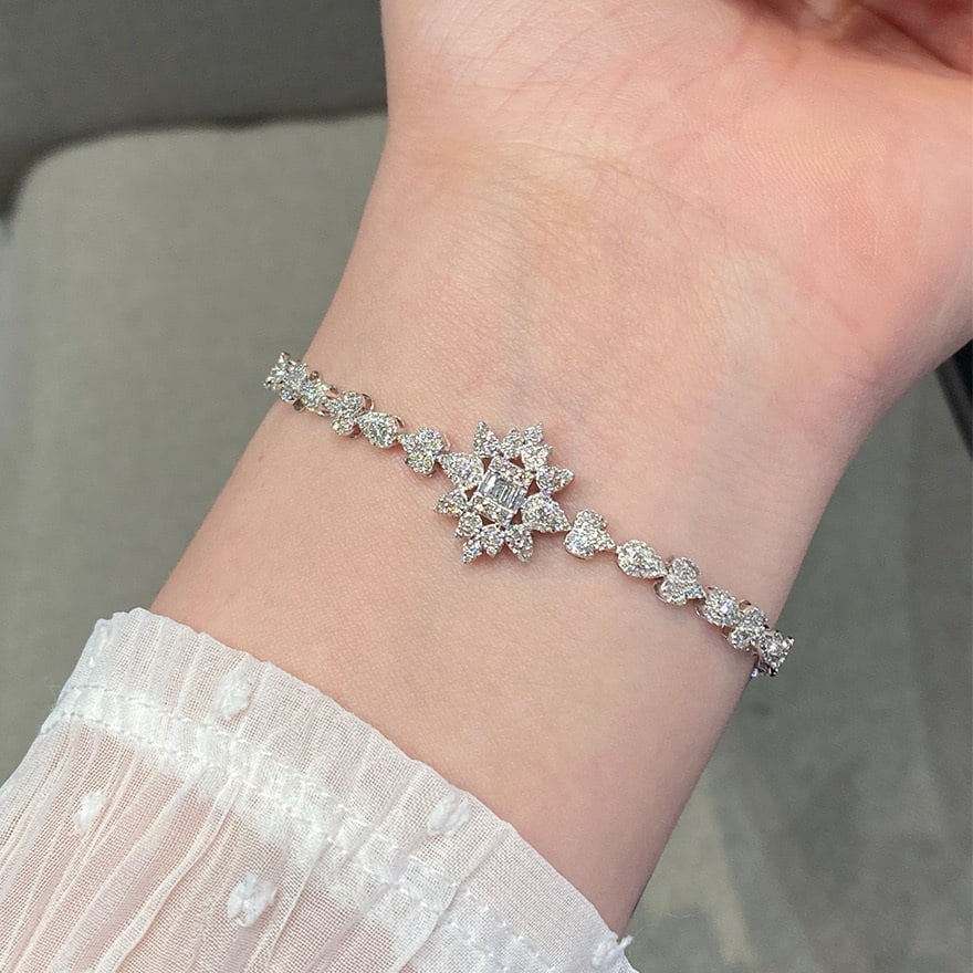 14k Gold 2 Ct Natural H Diamond Bracelet - 4