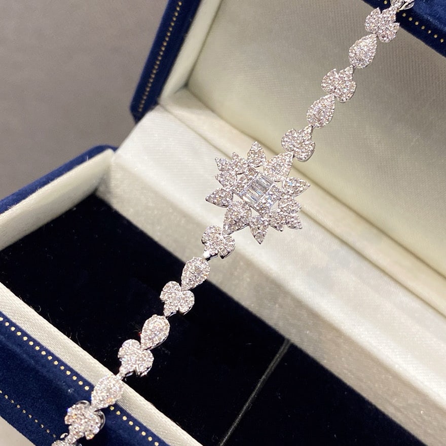 14k Gold 2 Ct Natural H Diamond Bracelet - 5