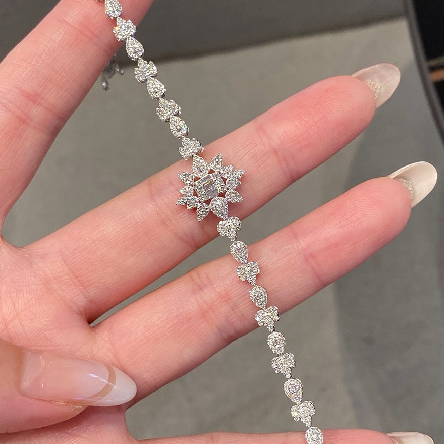 14k Gold 2 Ct Natural H Diamond Bracelet - 6