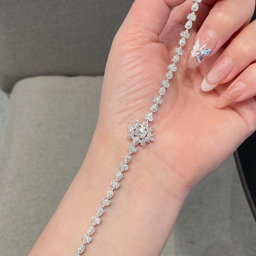 14k Gold 2 Ct Natural H Diamond Bracelet - 7
