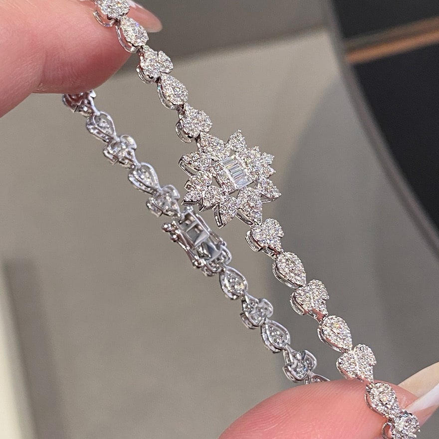 14k Gold 2 Ct Natural H Diamond Bracelet - 8