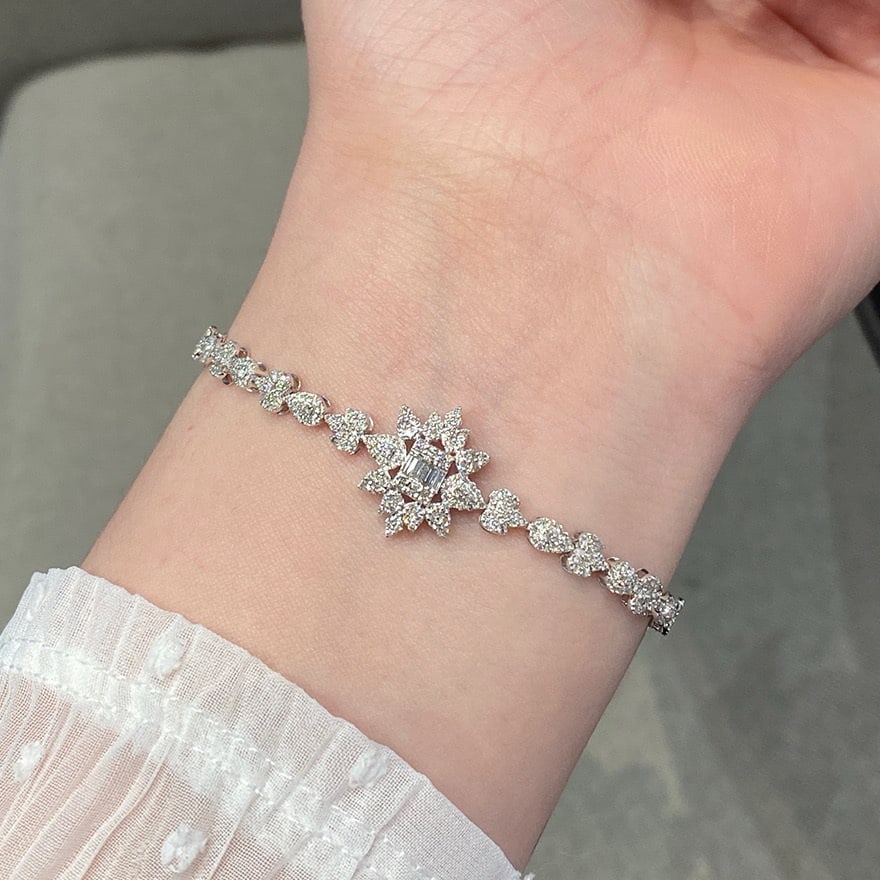 14k Gold 2 Ct Natural H Diamond Bracelet - 9