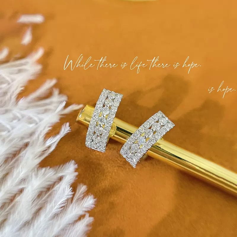 14k Gold 1 Ct Natural H Diamond Earrings - 8
