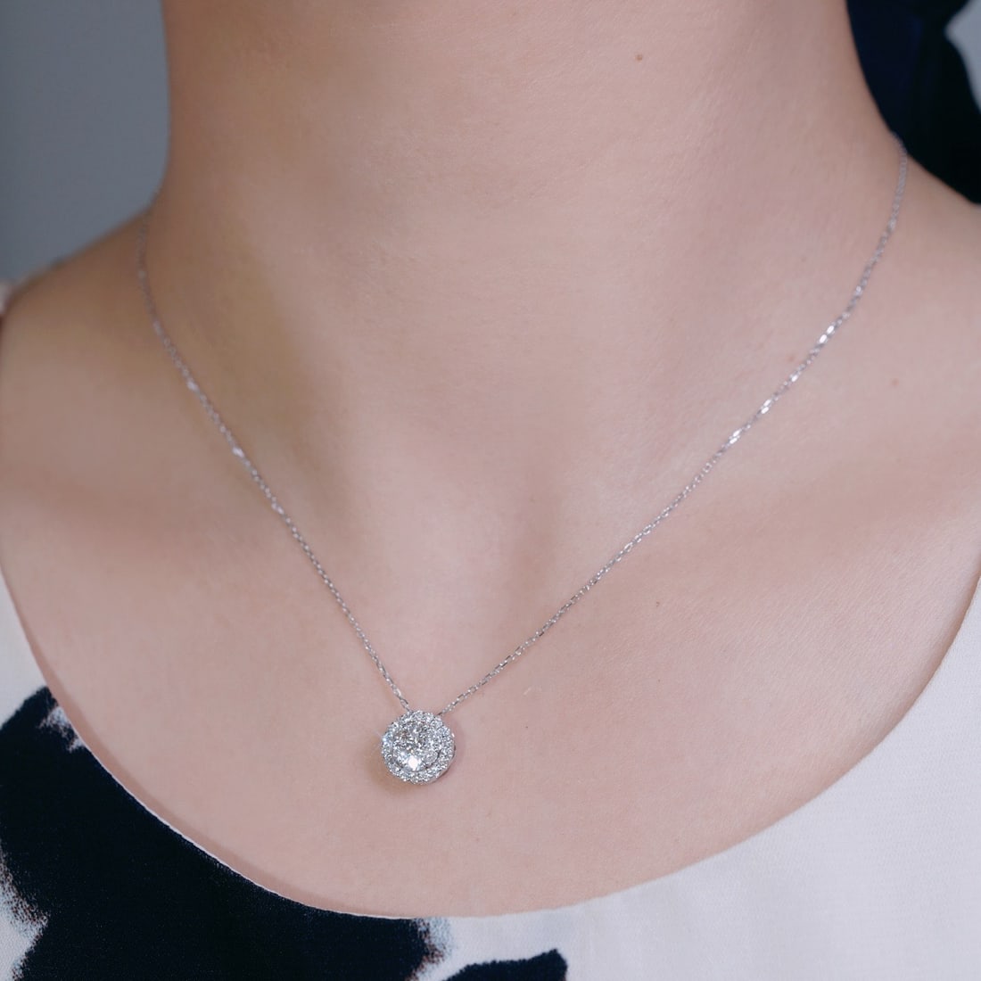 14k Gold 0.50 Ct Natural H Diamond Necklace - 2