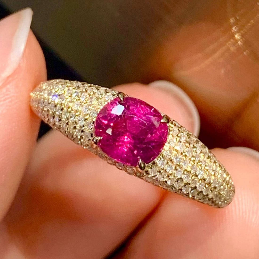 14k Gold 1.1 Ct Natural Ruby & Diamond Ring - 2