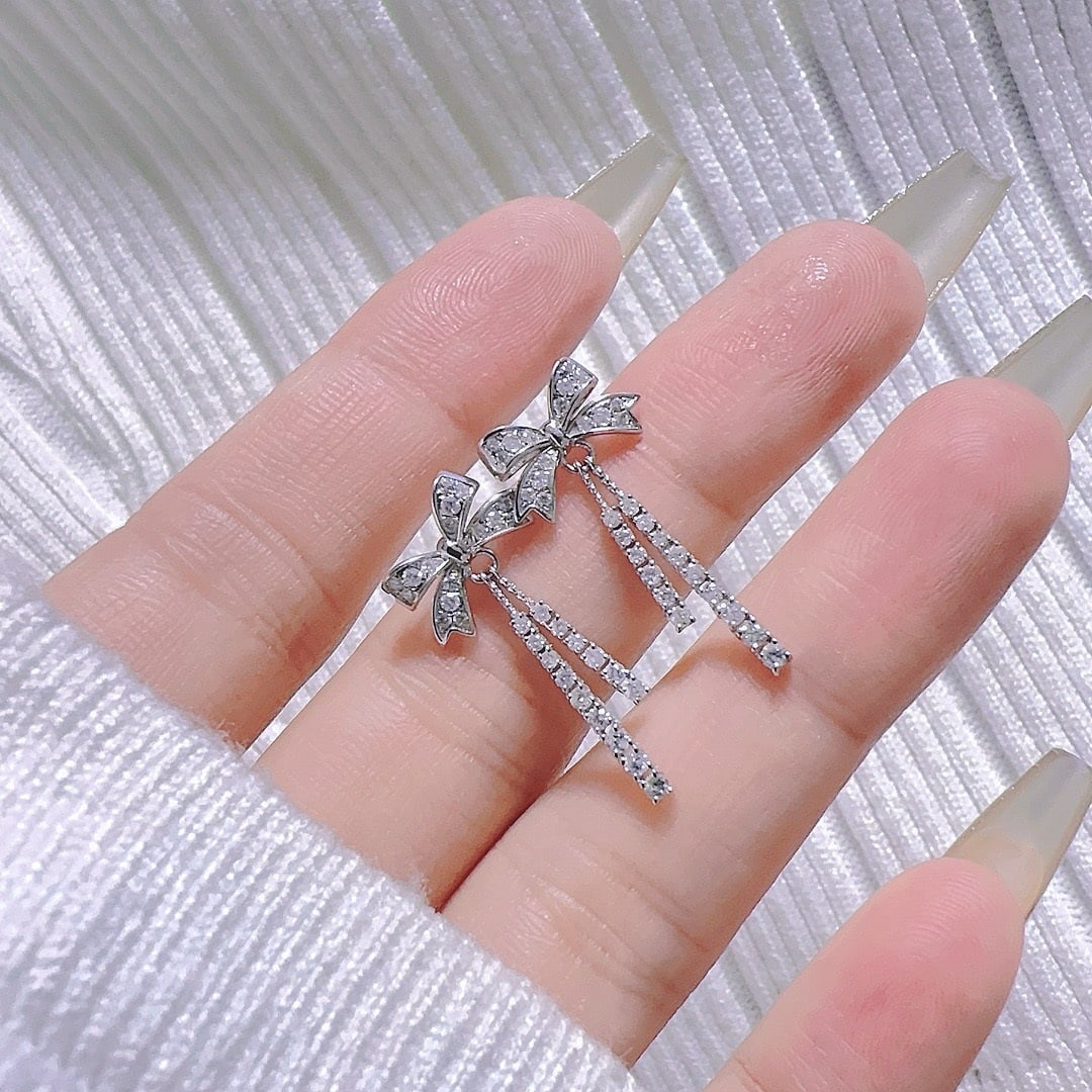 14k Gold 0.58 Ct Natural H Diamond Earrings - 5