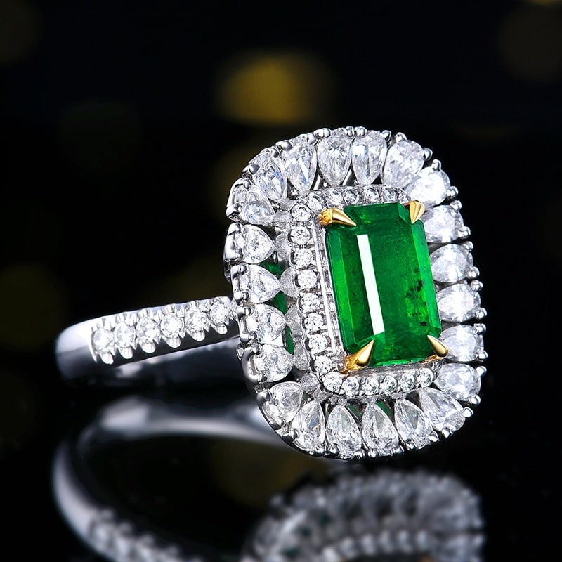 14k Gold 2.67 Ctw Vivid Green Natural Emerald & Diamond Ring - 3