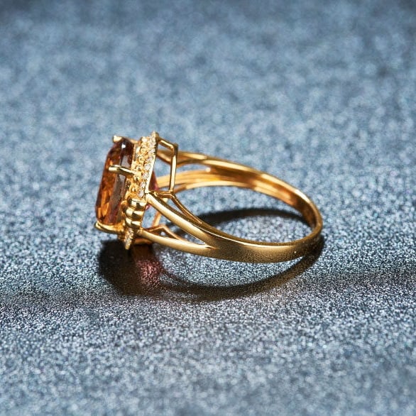 14k Gold 4.43 Ct Natural Tourmaline & Diamond Ring - 4