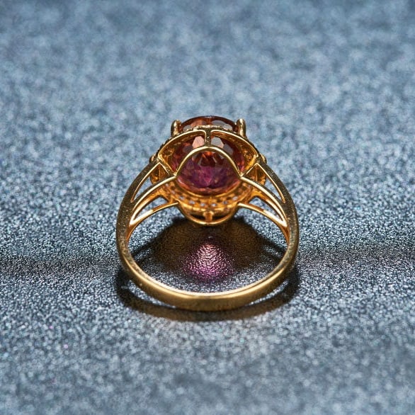 14k Gold 4.43 Ct Natural Tourmaline & Diamond Ring - 5