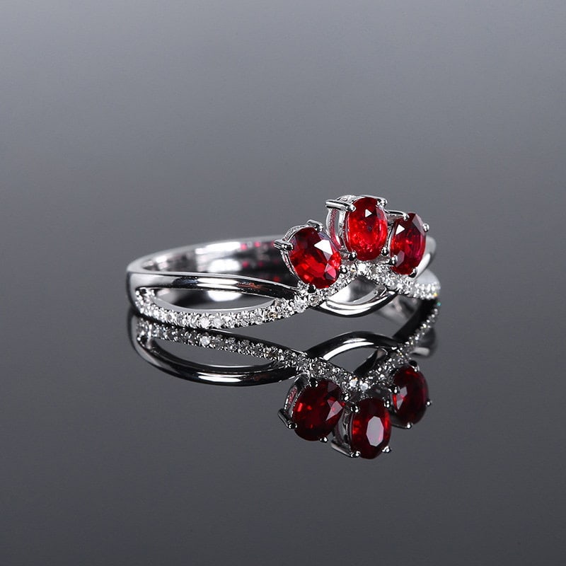 14k Gold 0.58 Ct Natural Ruby & Diamond Ring - 2
