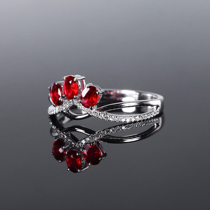 14k Gold 0.58 Ct Natural Ruby & Diamond Ring - 3