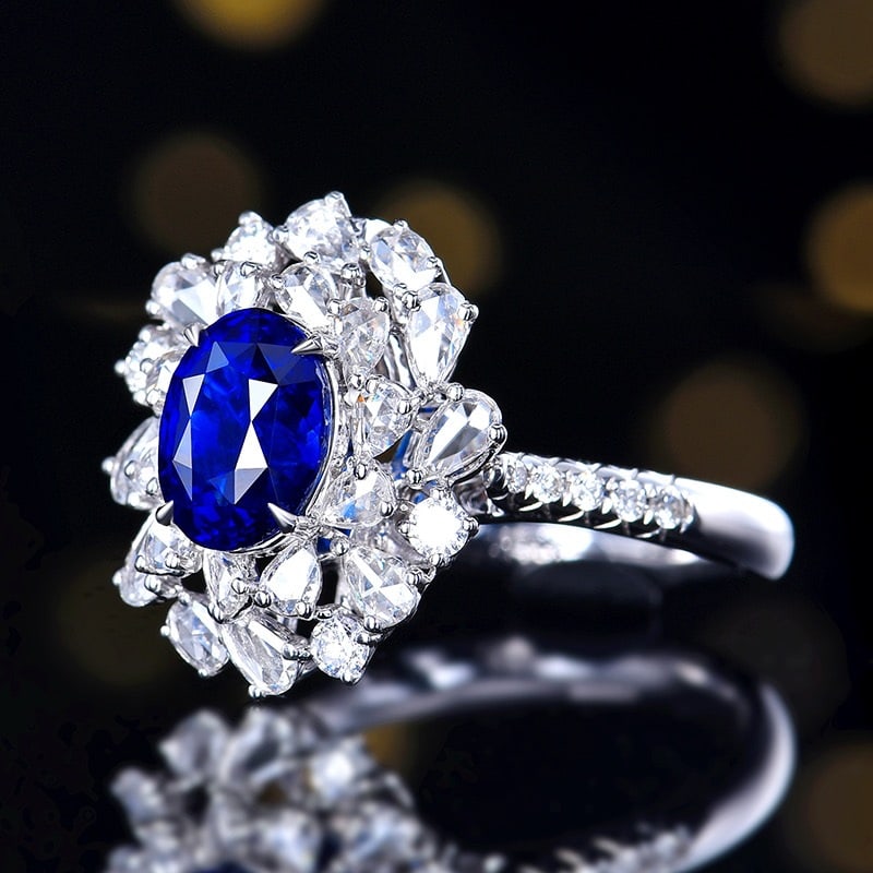14k Gold 2.93 Ctw Natural Sapphire & Diamond Ring/pendant( Without Chain ) - 2