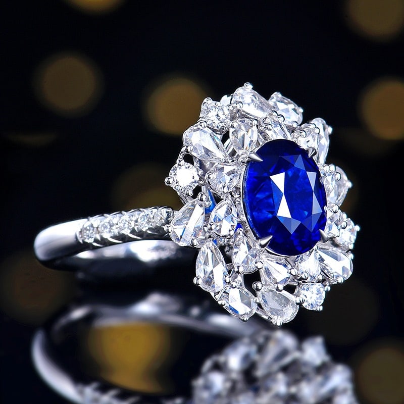 14k Gold 2.93 Ctw Natural Sapphire & Diamond Ring/pendant( Without Chain ) - 3