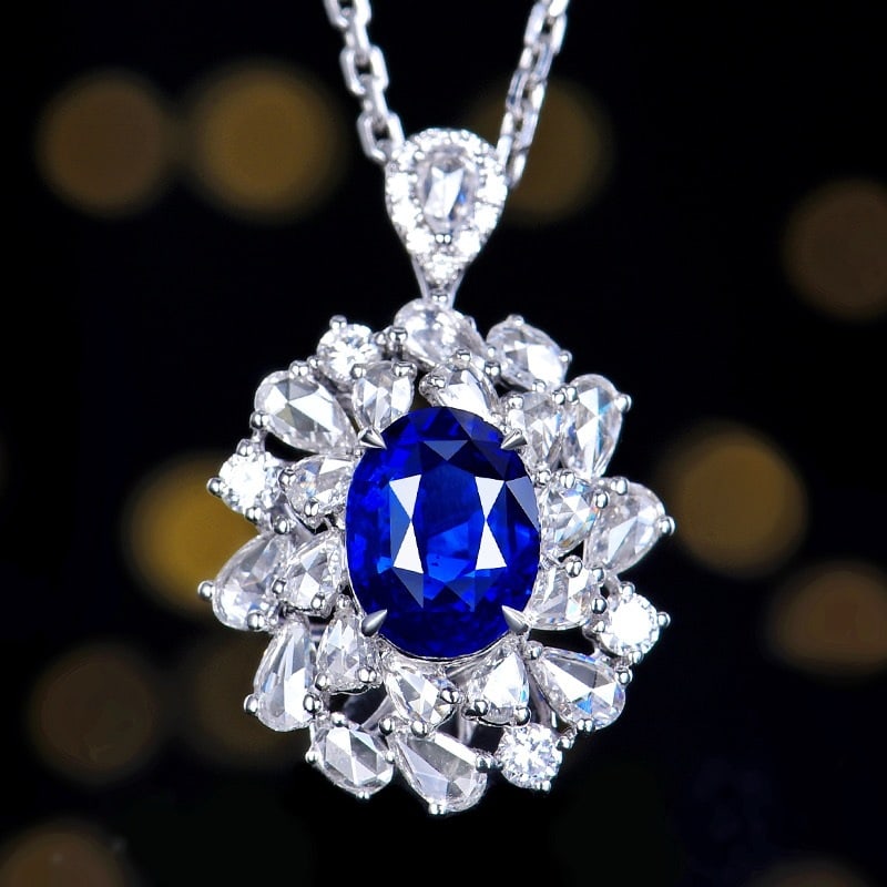 14k Gold 2.93 Ctw Natural Sapphire & Diamond Ring/pendant( Without Chain ) - 4