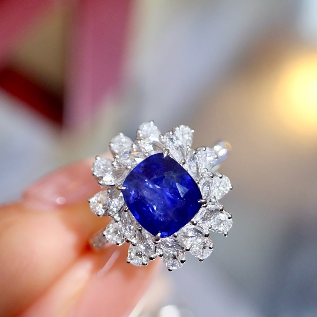 14k Gold 3.21 Ctw Natural Sapphire & Diamond Ring - 3