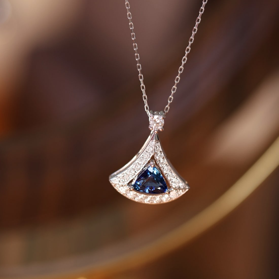 14k Gold 1.59 Ctw Natural Sapphire & Diamond Pendant( Without Chain ): Ref:231166280 // gold content:14k gold // main gemstone:sapphire // shape:triangle // carat weight:1. 18ct // color:blue // treatment:natural // // adjacent gemstone 2 : diamond // shape:round //
