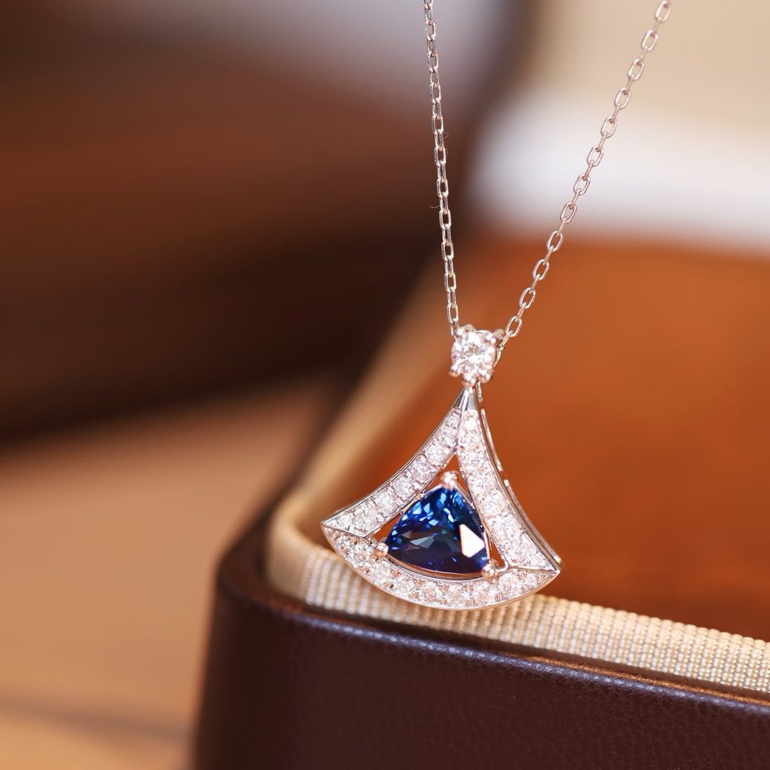 14k Gold 1.59 Ctw Natural Sapphire & Diamond Pendant( Without Chain ) - 3