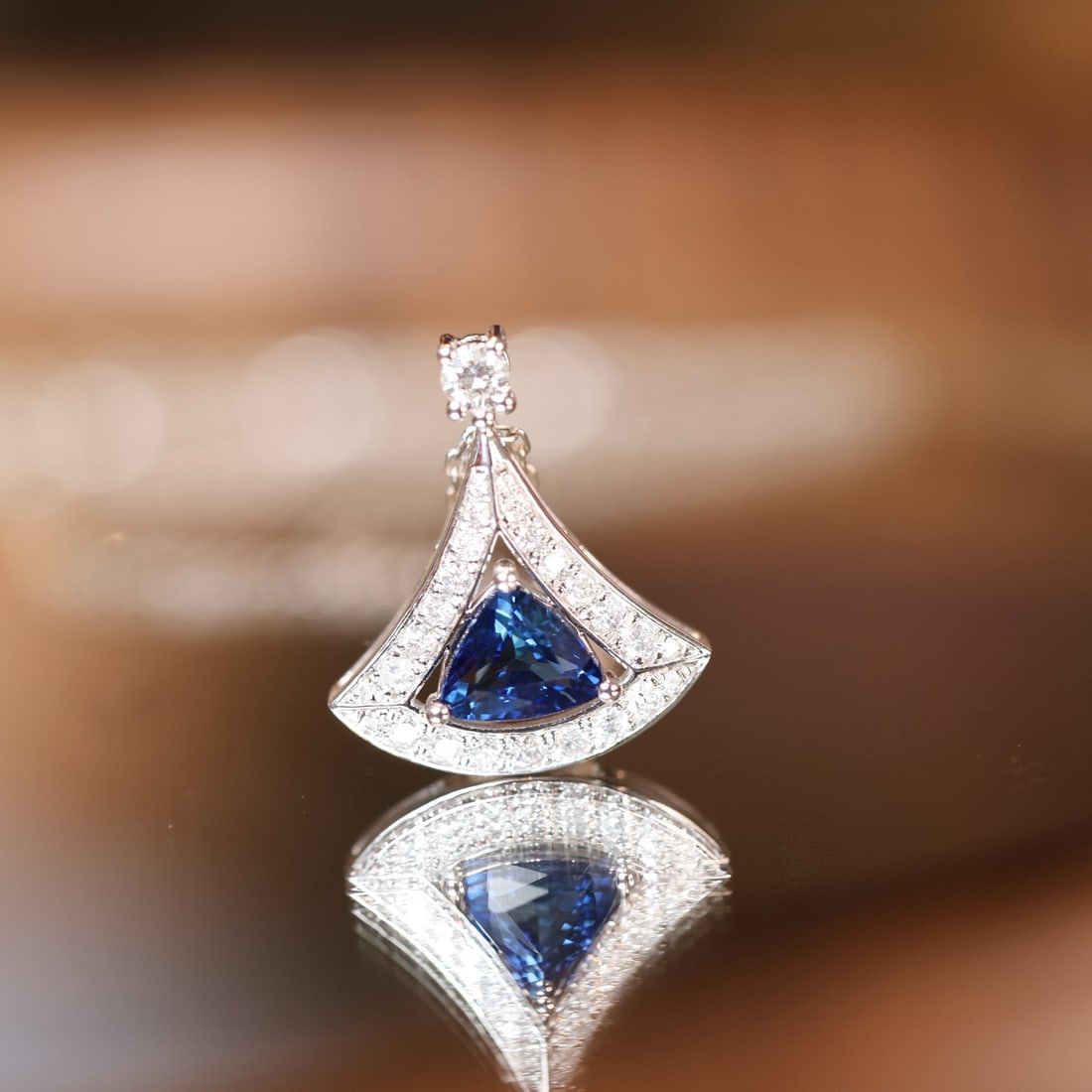 14k Gold 1.59 Ctw Natural Sapphire & Diamond Pendant( Without Chain ) - 6