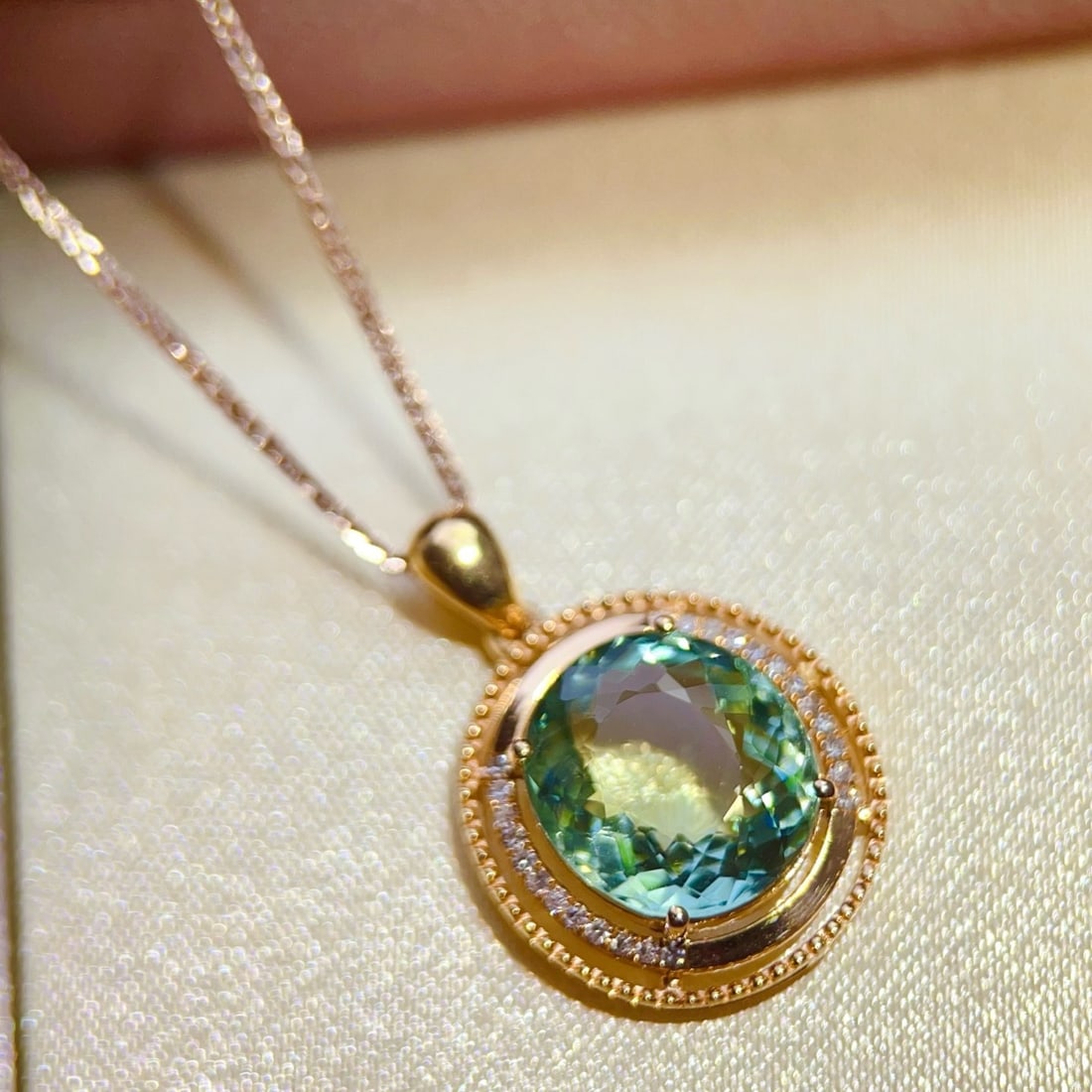 14k Gold 3.57 Ctw Natural Tourmaline & Diamond Pendant( Without Chain ) - 4