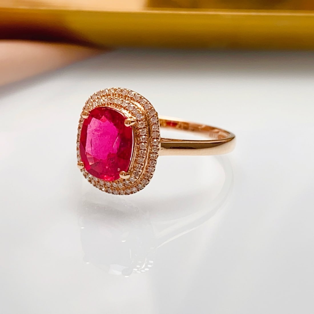 14k Gold 2.50 Ct Natural Tourmaline & Diamond Ring - 2