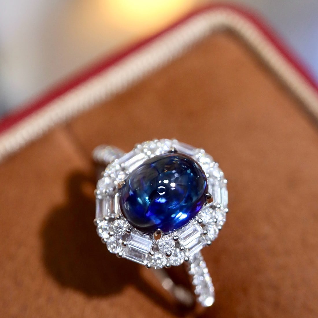 14k Gold 4.00 Ctw Natural Sapphire & Diamond Ring - 2