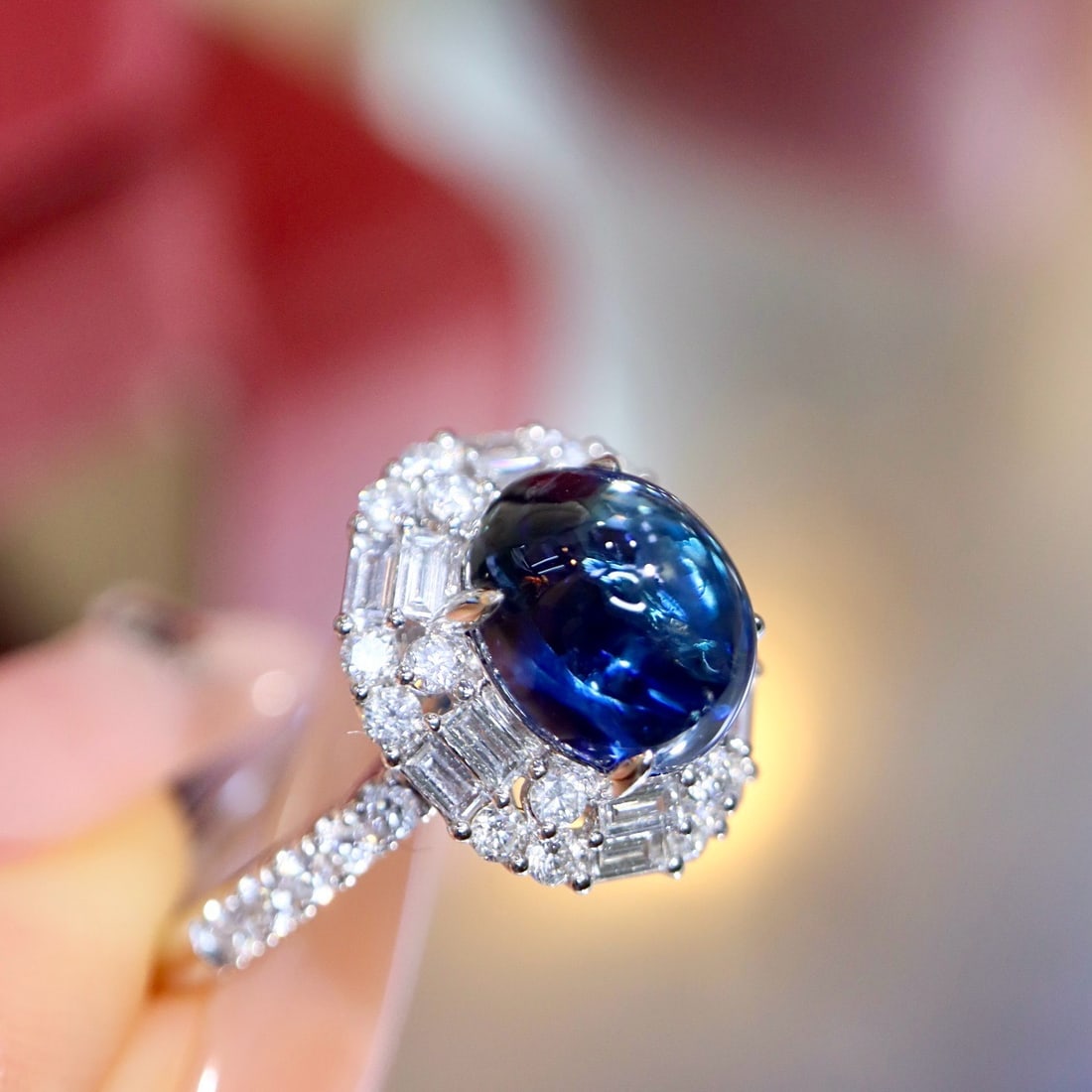 14k Gold 4.00 Ctw Natural Sapphire & Diamond Ring - 3