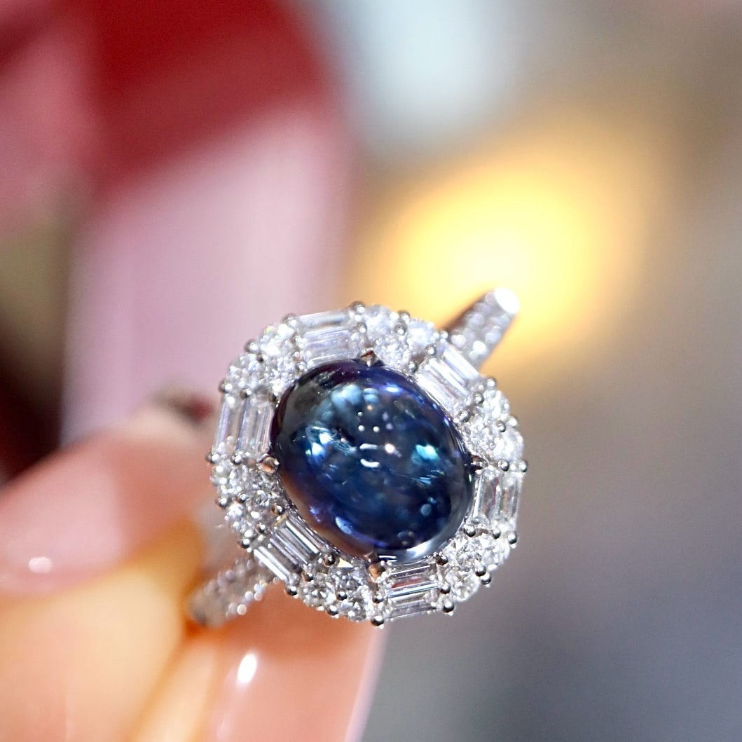 14k Gold 4.00 Ctw Natural Sapphire & Diamond Ring - 4
