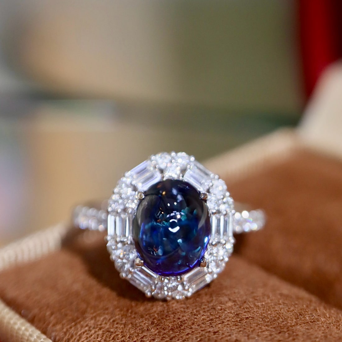 14k Gold 4.00 Ctw Natural Sapphire & Diamond Ring - 5