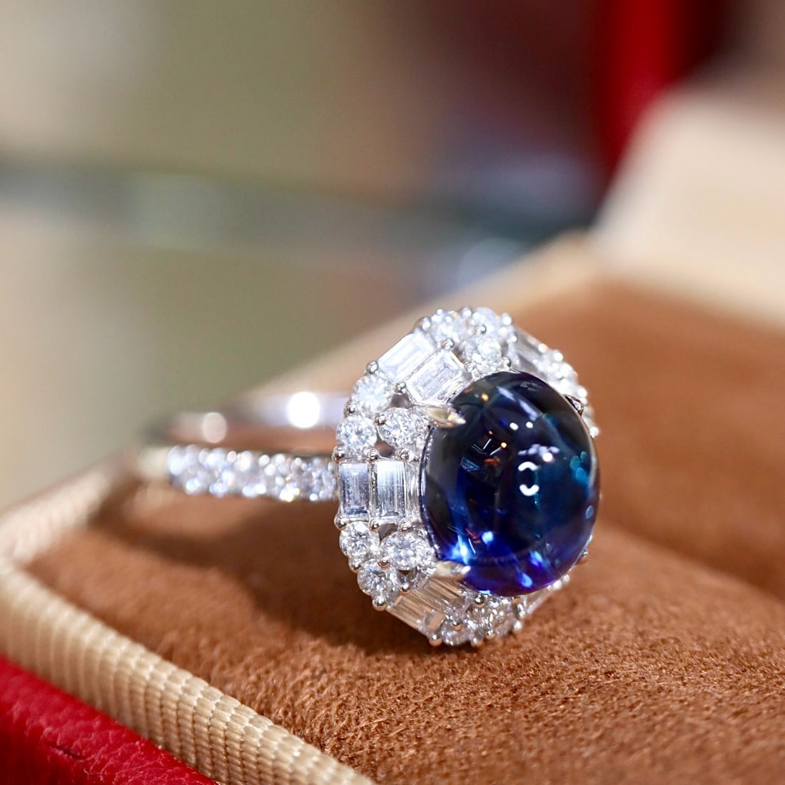 14k Gold 4.00 Ctw Natural Sapphire & Diamond Ring - 6