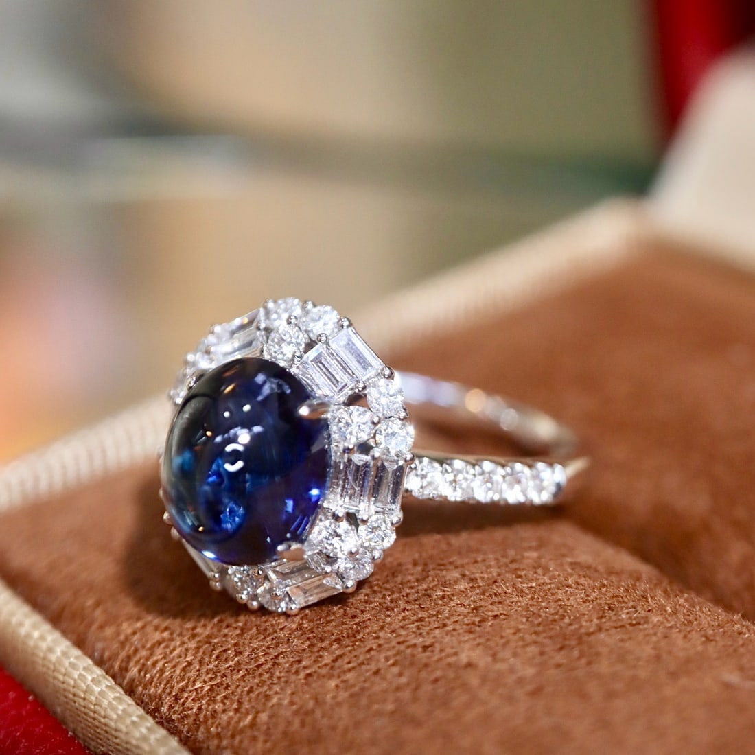 14k Gold 4.00 Ctw Natural Sapphire & Diamond Ring - 7